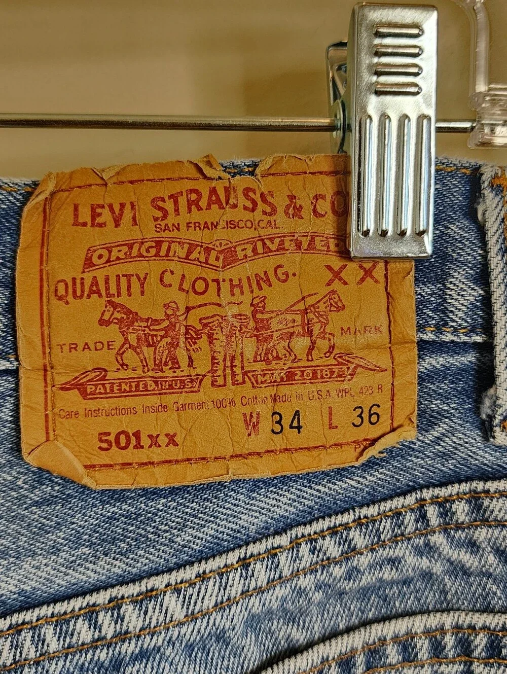 Vintage Levi's 1992 501xx Denim Jeans | Size 34x36